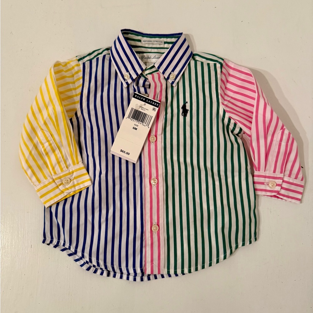 6M NWT Ralph Lauren Baby Boy Striped Cotton Poplin Shirt
